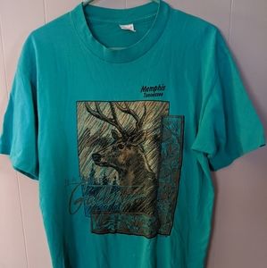 Vintage Mens Large White Natures Gallery White Tail Deer Sherry’s Best T Shirt